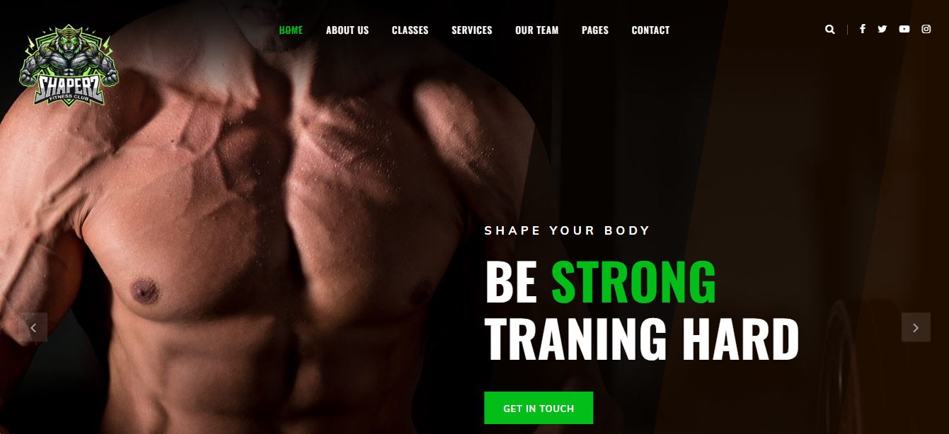 Shaperz gym website design - homepage